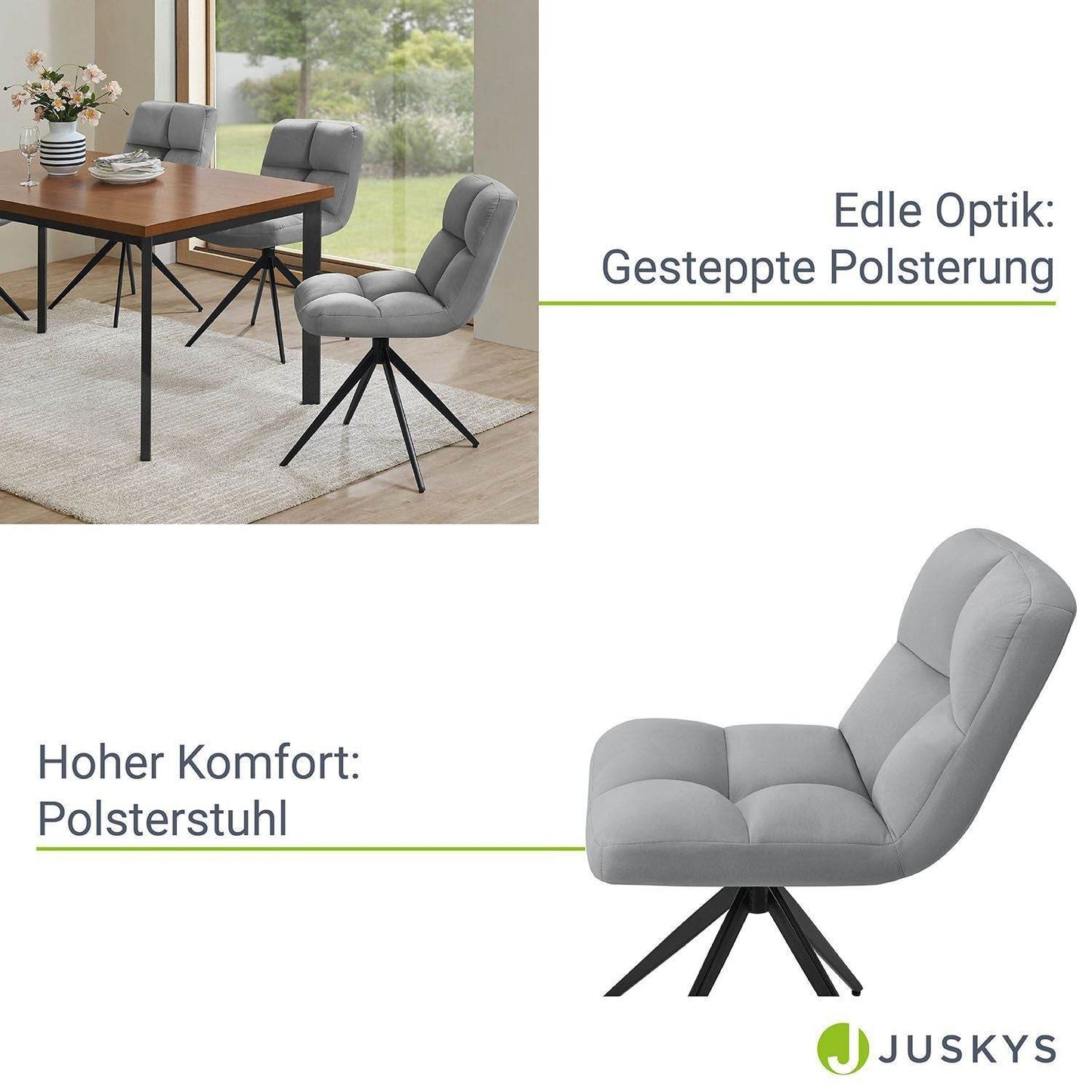 Drehstuhl Dallas 6er Set Hellgrau - Palo24