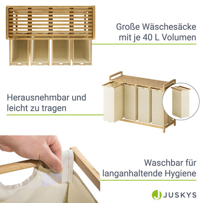 Bambus Wäschekorb Kory 4er - Beige