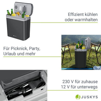 Elektrische Kühlbox Nordpol 24 Liter in Grau mit praktischem 12 V und 230 V Anschluss