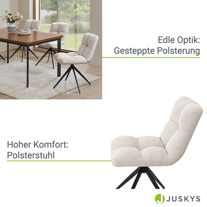 Drehstuhl Dallas 2er Set Cord Beige - Palo24