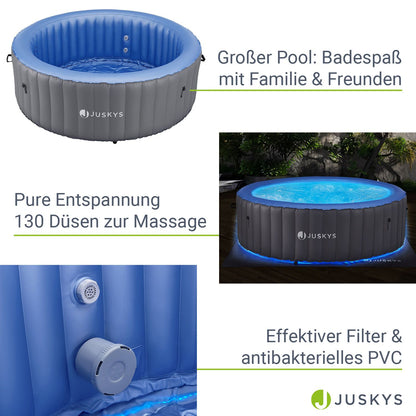 Aufblasbarer Whirlpool Palmira für bis zu 6 Personen - Grau mit LED