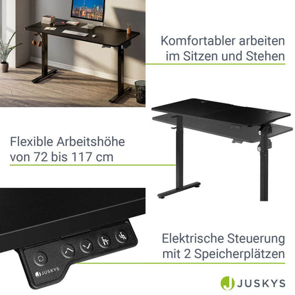 Elektrisch verstellbarer Schreibtisch 120x60 cm Schwarz - Palo24