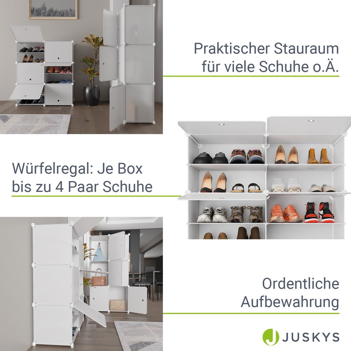 Würfel Schuhregal für bis zu 24 Paar Schuhe - Weiss