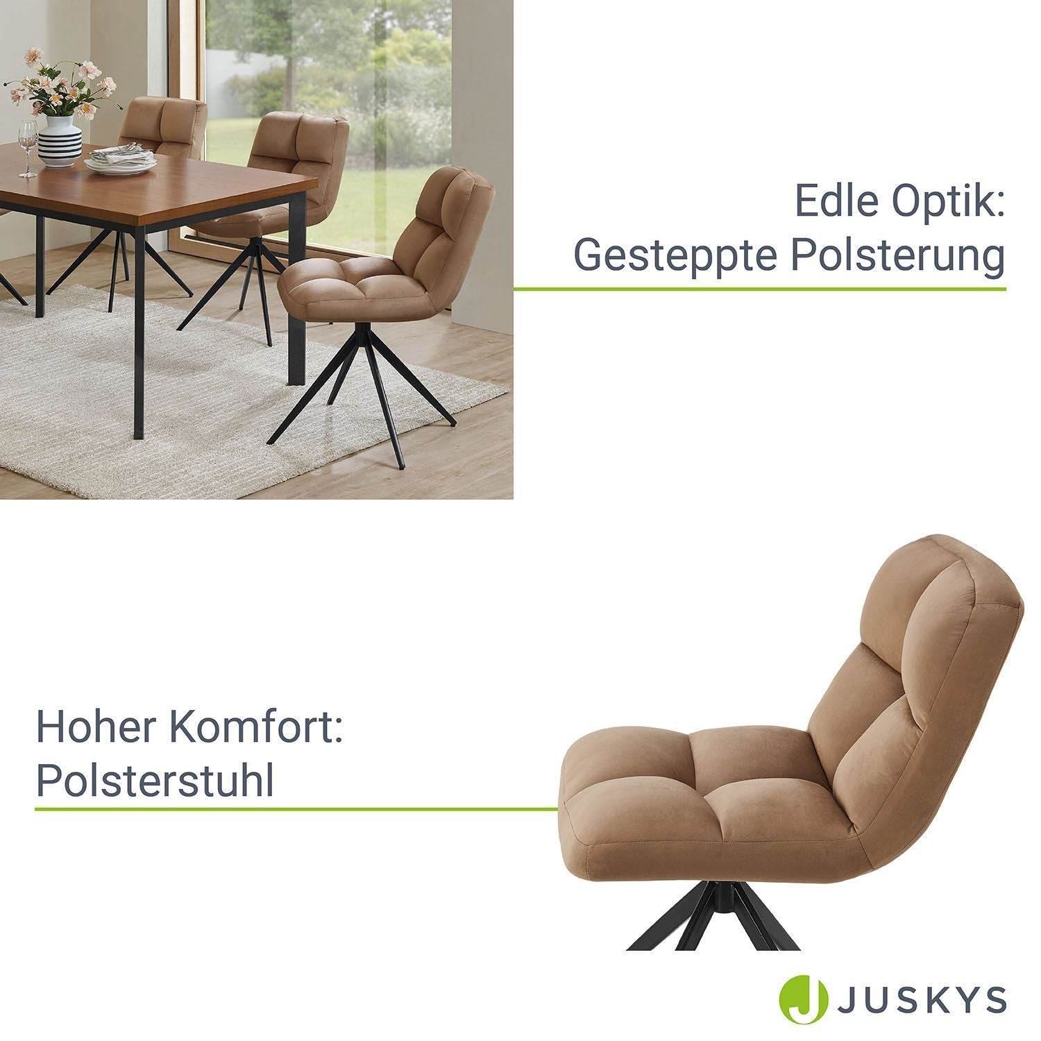 Drehstuhl Dallas 4er Set Samt Hellbraun - Palo24