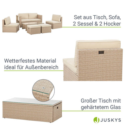 Gartenmöbel Polyrattan Lounge Salou inkl. Polster Creme - Palo24