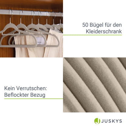 Kleiderbügel Samt 50er Set Khaki