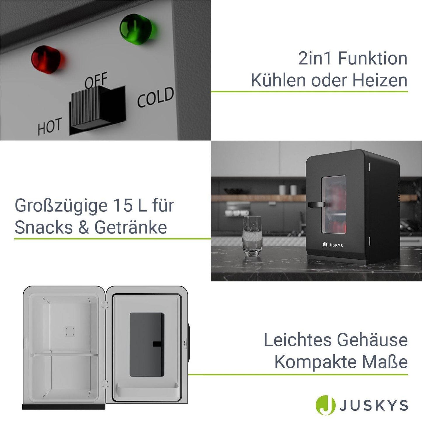 Mobiler 2in1 Mini-Kühlschrank 15 l Schwarz - Palo24