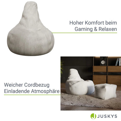 Sitzsack Chillex XL mit Hocker Cord Sessel Beige - Palo24