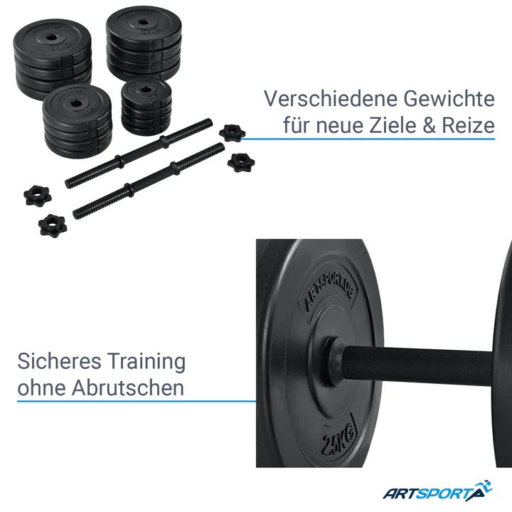 Set di manubri da 2 pezzi da 30 kg con 16 dischi