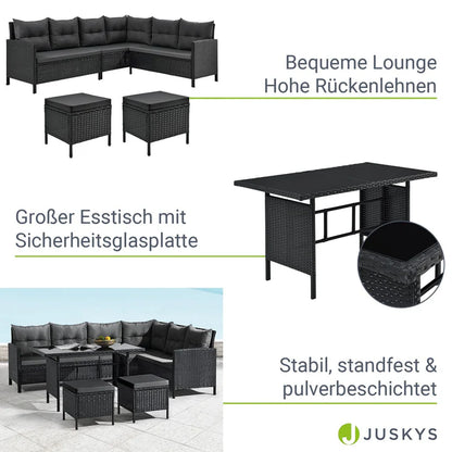 Salon Polyrotin Manacor Noir 2 tabourets