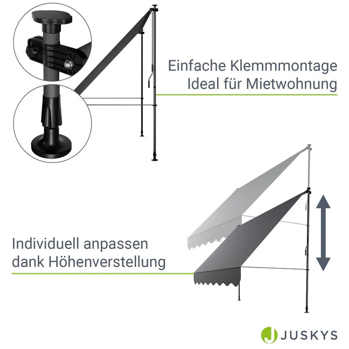 Klemmmarkise Kapstadt 250x120 cm Grau - Palo24