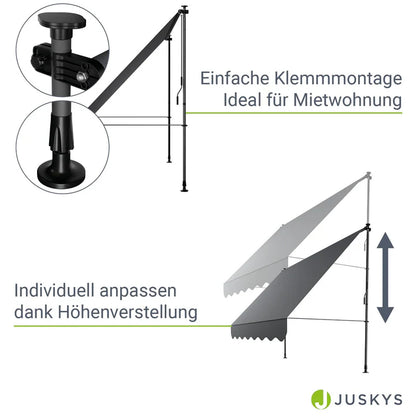 Klemmmarkise Kapstadt 250x120 cm Grau - Palo24