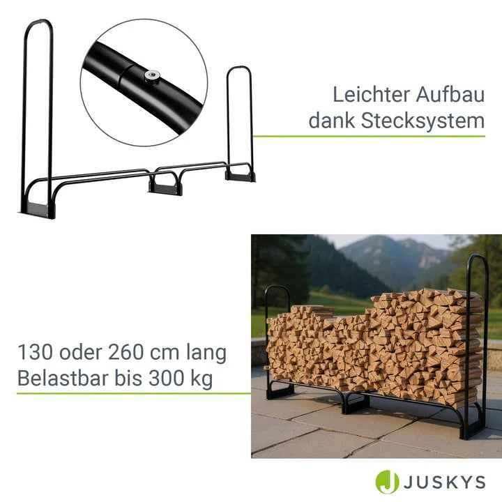 Kaminholzregal aussen mit Abdeckung Grösse L Schwarz