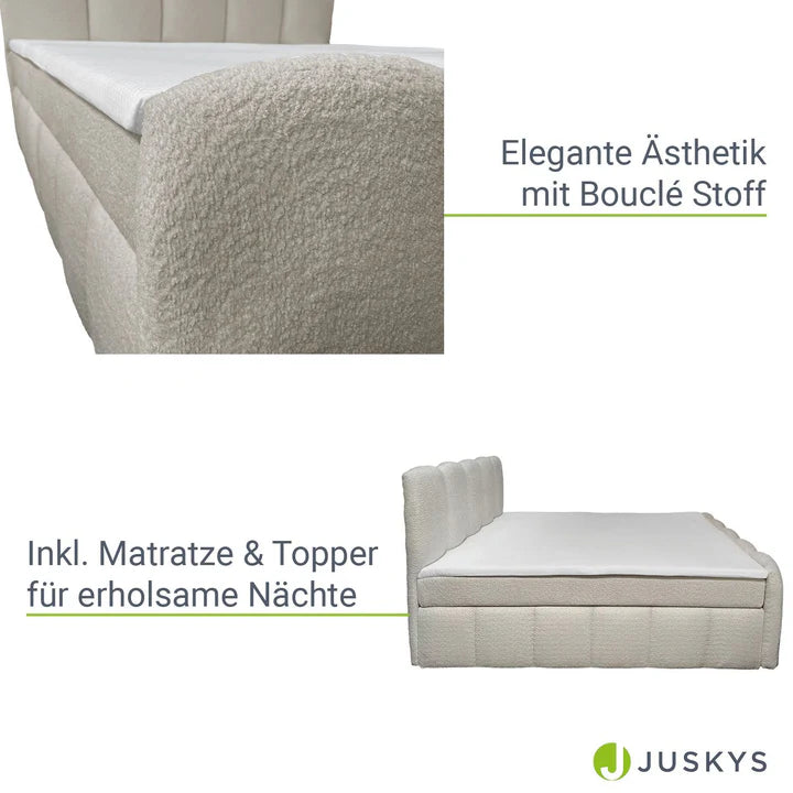 Boxspringbett Manitoba 180x200 cm mit Bettkasten Beige