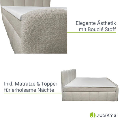 Boxspringbett Manitoba 180x200 cm mit Bettkasten Beige