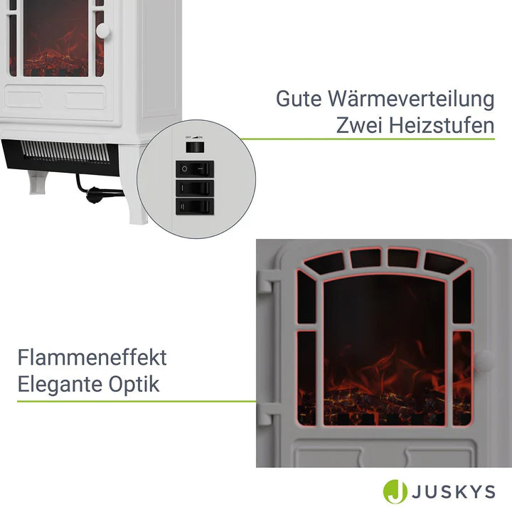 Elektrokamin 2000W mit Flammeneffekt Weiss