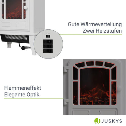 Elektrokamin 2000W mit Flammeneffekt Weiss