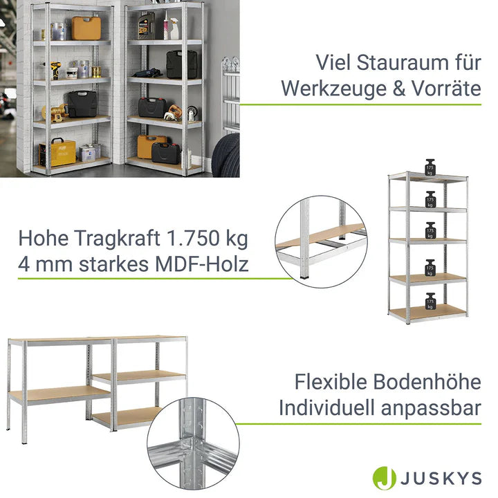 Set di 2 ripiani portaoggetti ripiani robusti "Basic" 180 x 90 x 40 cm