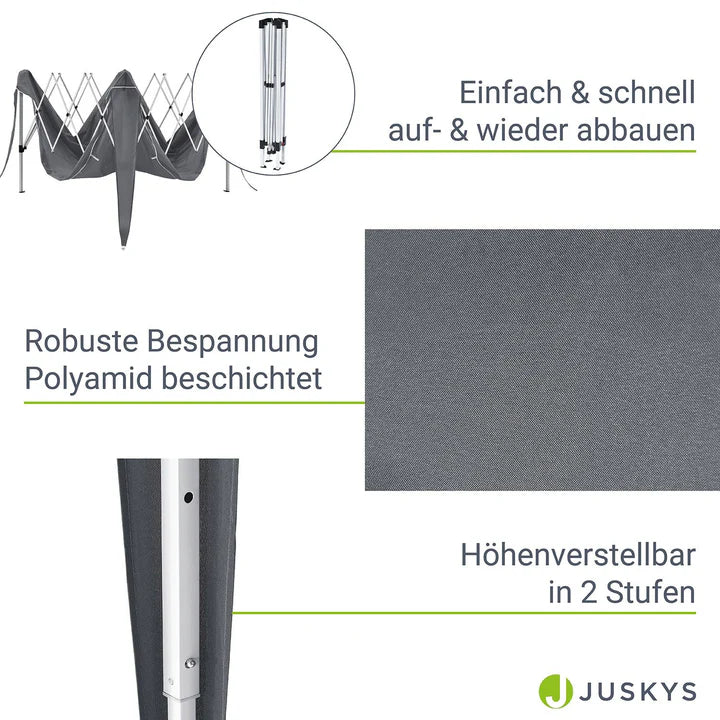 Tonnelle pliante Vivara 3x3 m en gris avec sac de transport