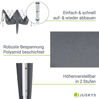 Tonnelle pliante Vivara 3x3 m en gris avec sac de transport