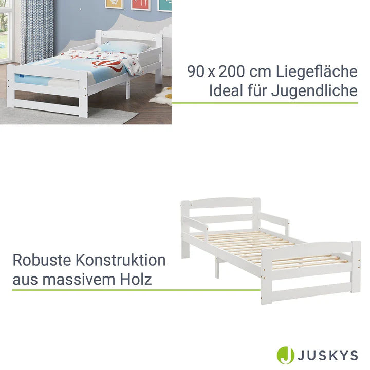 Letto per ragazzi 90 x 200 cm letto in legno Arona con rete a doghe bianco