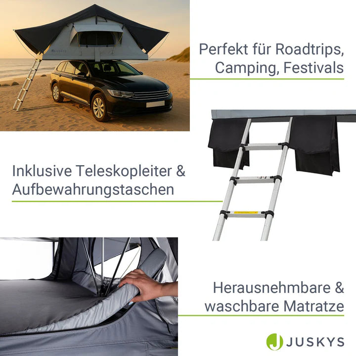 matratze zelt 140x200 Autodachzelt für 2 Personen Lago mit Matratze 140x200 cm