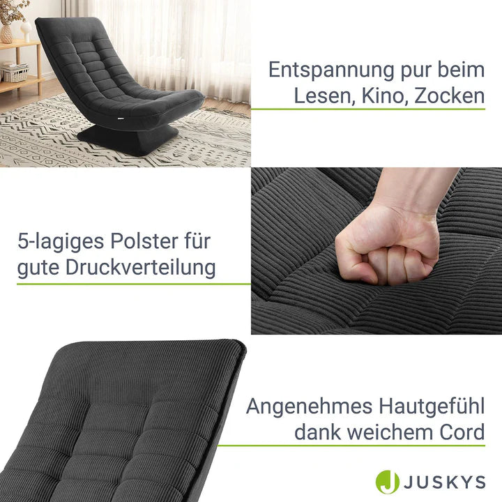 Relaxsessel Korsika mit Cord 360° drehbar Grau