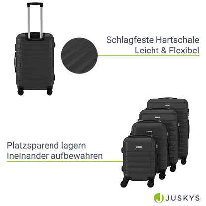 Set valigie rigide Roma - Nero Set da 4 pezzi con scocca rigida in ABS antiurto e ruote a 360°