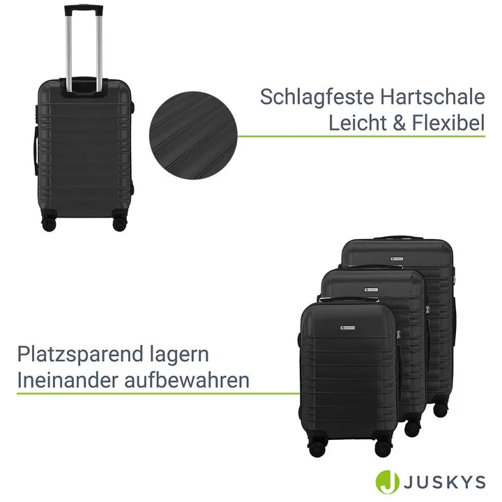 Hartschalen Kofferset Rom 3 tlg Schwarz