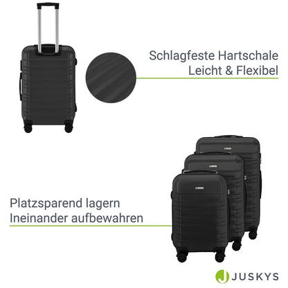 Hartschalen Kofferset Rom 3 tlg Schwarz