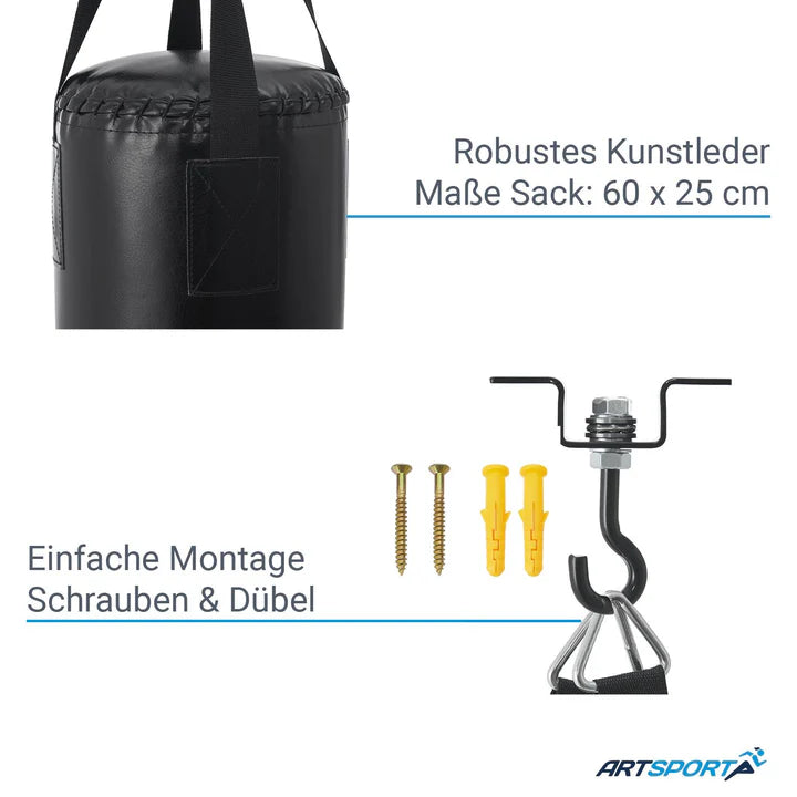 Set sacco da boxe 10 kg per bambini con guantoni da boxe