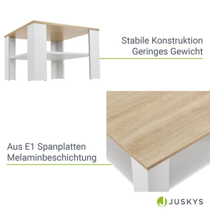 Table basse blanche aspect bois 60x60 cm
