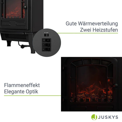Elektrokamin 2000W mit Flammeneffekt Schwarz