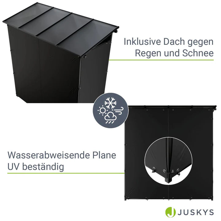 Kaminholzregal außen mit Dach