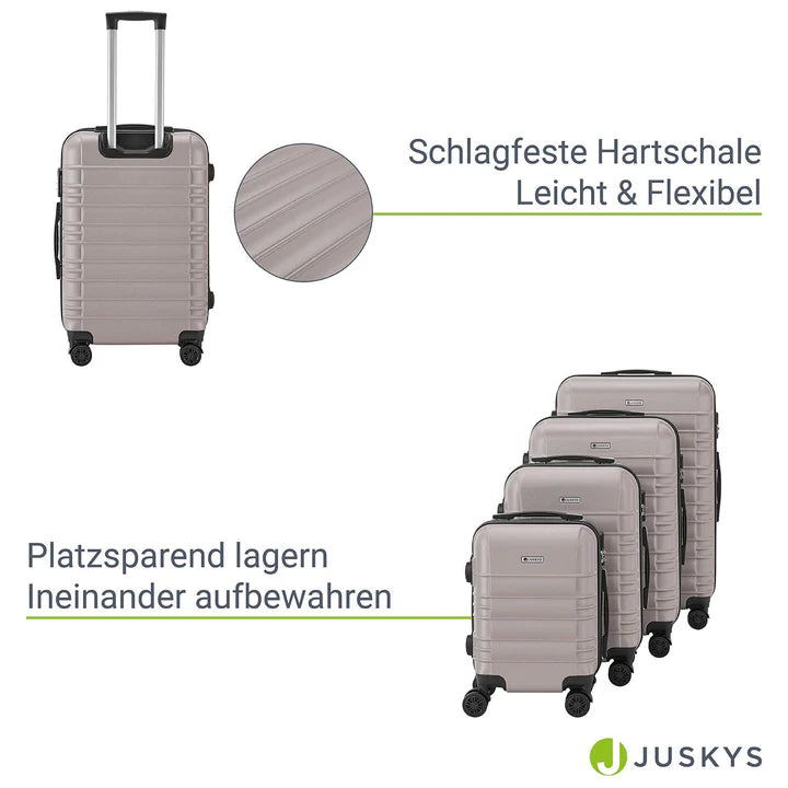 Set valigie rigide Roma - Champagne Set da 4 pezzi con scocca rigida in ABS antiurto e ruote a 360°