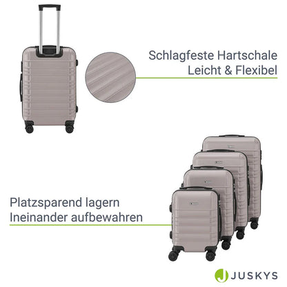 Set valigie rigide Roma - Champagne Set da 4 pezzi con scocca rigida in ABS antiurto e ruote a 360°