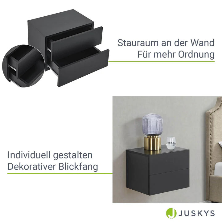Wandschrank Nachttisch hängend Schwarz