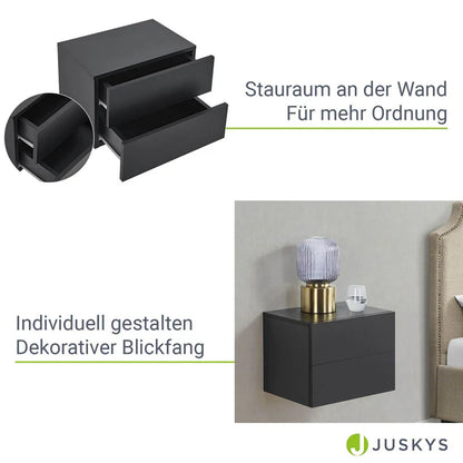 Wandschrank Nachttisch hängend Schwarz