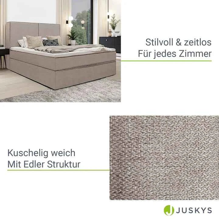 Boxspringbett Detroit - Chenille-Stoff 180x200 cm Beige