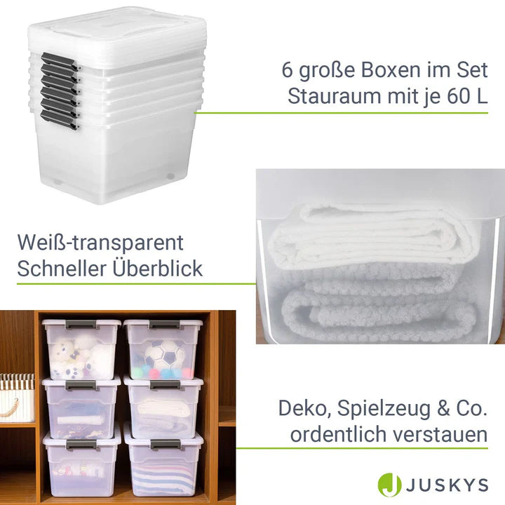 Aufbewahrungsbox 30 L mit Deckel 6er Set