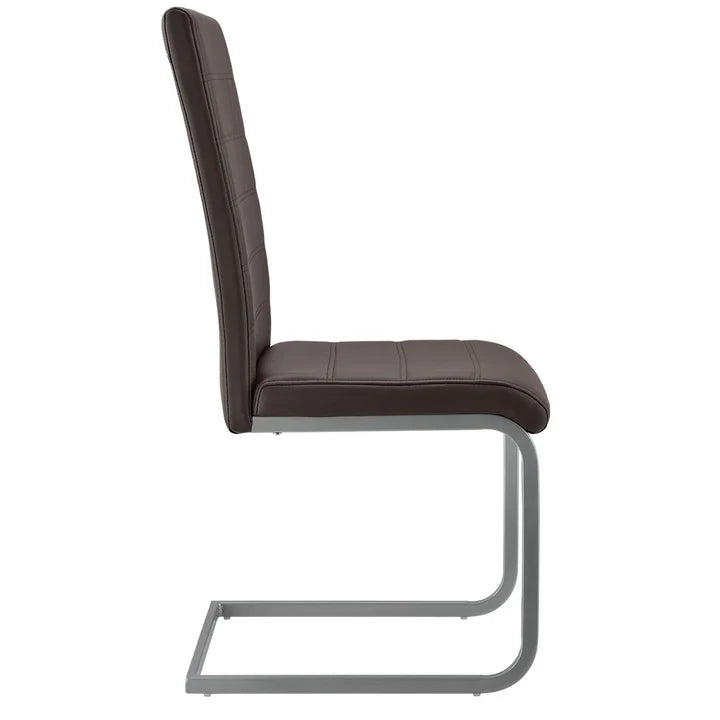 Freischwinger Stuhl Vegas 4er Set aus Kunstleder in braun