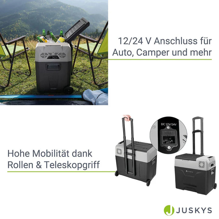 Glacière à compresseur Yukon 50 l avec connexion 12/24 et 230 V, contrôle par application et prise de chargement USB - grise