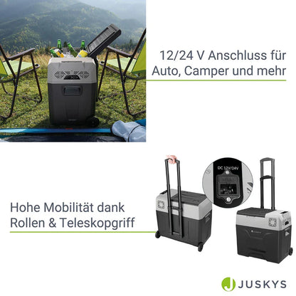 Glacière à compresseur Yukon 50 l avec connexion 12/24 et 230 V, contrôle par application et prise de chargement USB - grise