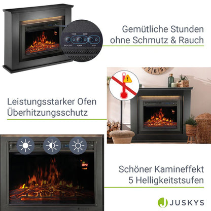 Elektrischer Kamin rechteckig Schwarz Flammeneffekt