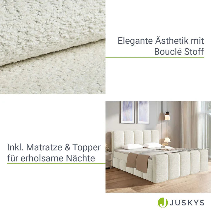 Boxspringbett Manitoba 180x200 cm Creme
