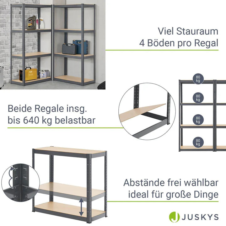 Lagerregal Easy 2er Set 160 x 80 x 40 cm Grau