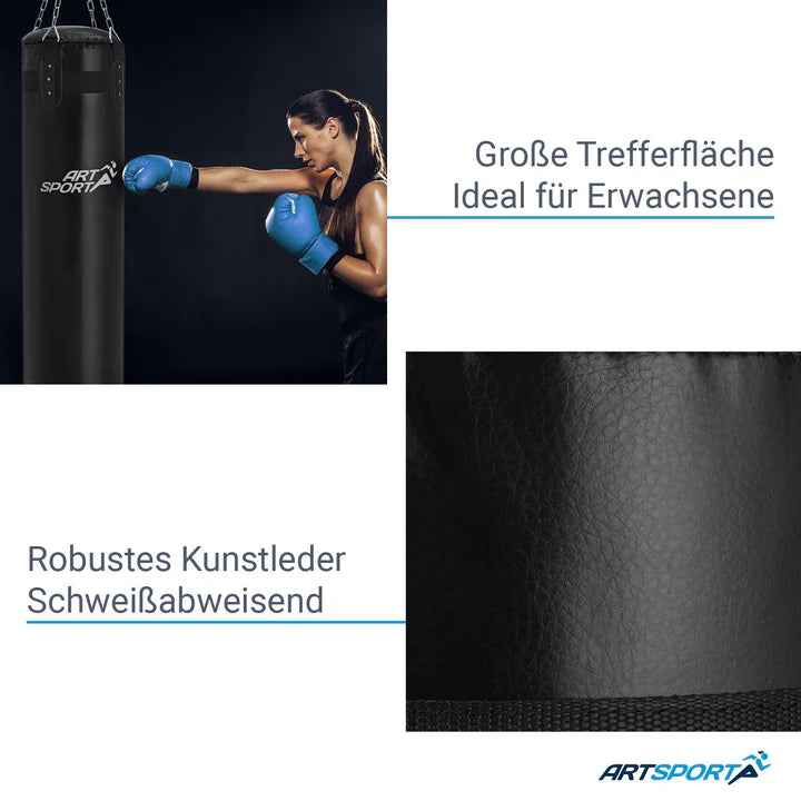 Sacco da boxe da 30 kg con catena in acciaio a 4 punti e moschettone