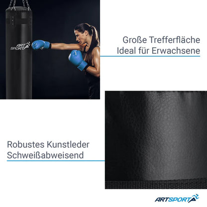 Sacco da boxe da 30 kg con catena in acciaio a 4 punti e moschettone