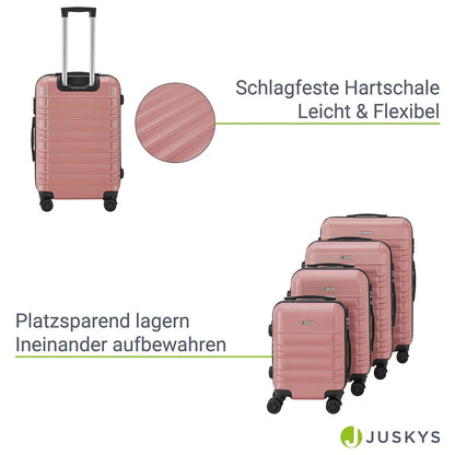 Hartschalen Kofferset Rom - Rosa 4-teiliges Set mit schlagfester ABS-Hartschale und 360° Rollen