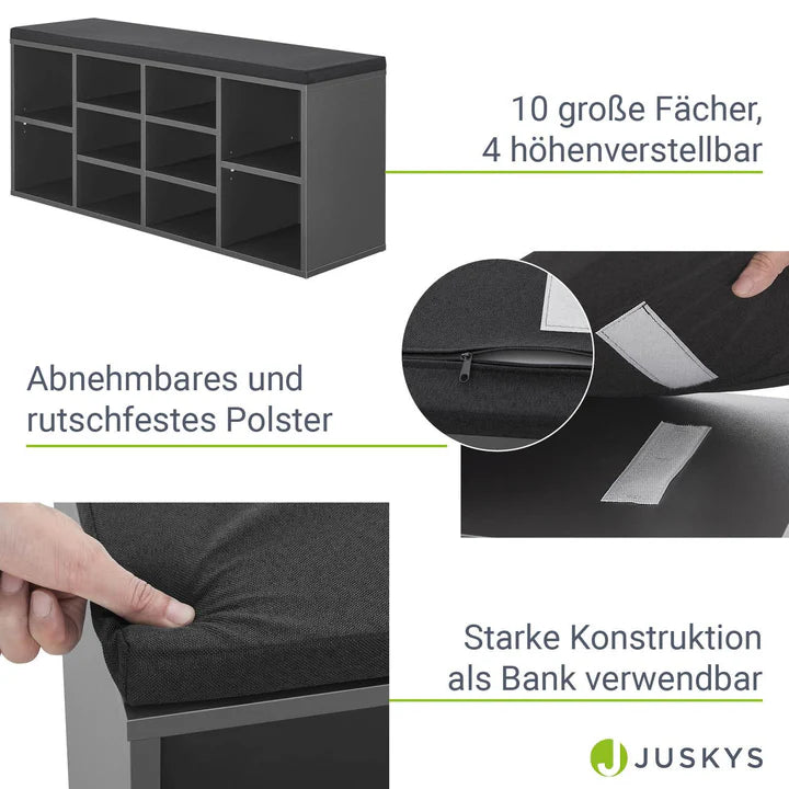 Étagère à chaussures 104x30x48 cm gris foncé